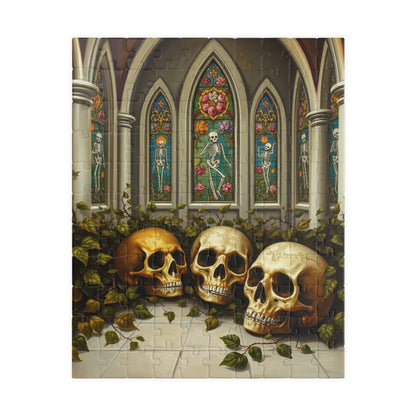 Ornate Ossuary Bloom - Skull Garden Puzzle, Gothic Artwork Jigsaw Game for Gift for Puzzle Lover, Halloween Decor, Stress Relief Activity