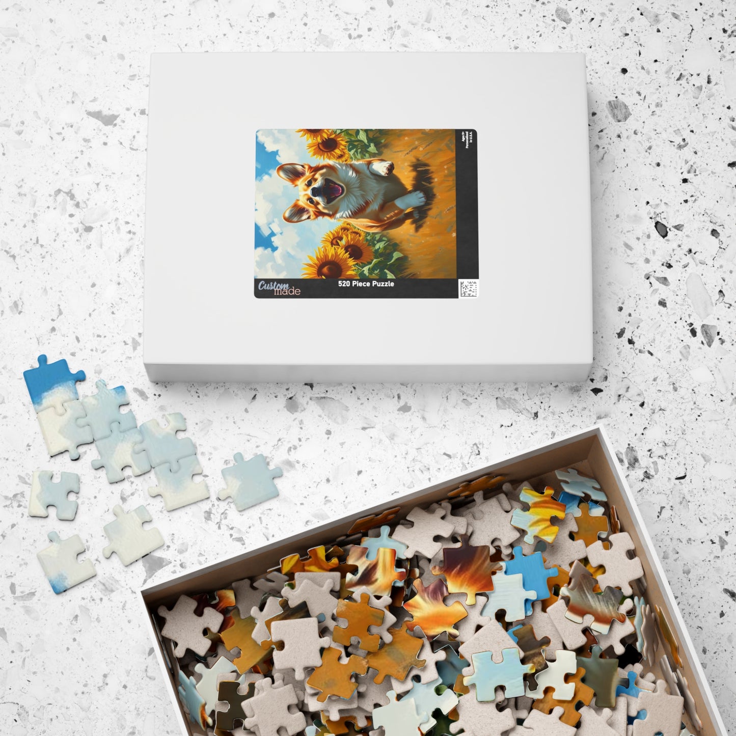 Corgi Running Through Sunflowers Puzzle, 110-1014 Piece Jigsaw, Pet Lover Gift, Cute Animal Decor, Family Activity, Dog Lover Fun Puzzle The Puzzle Chest