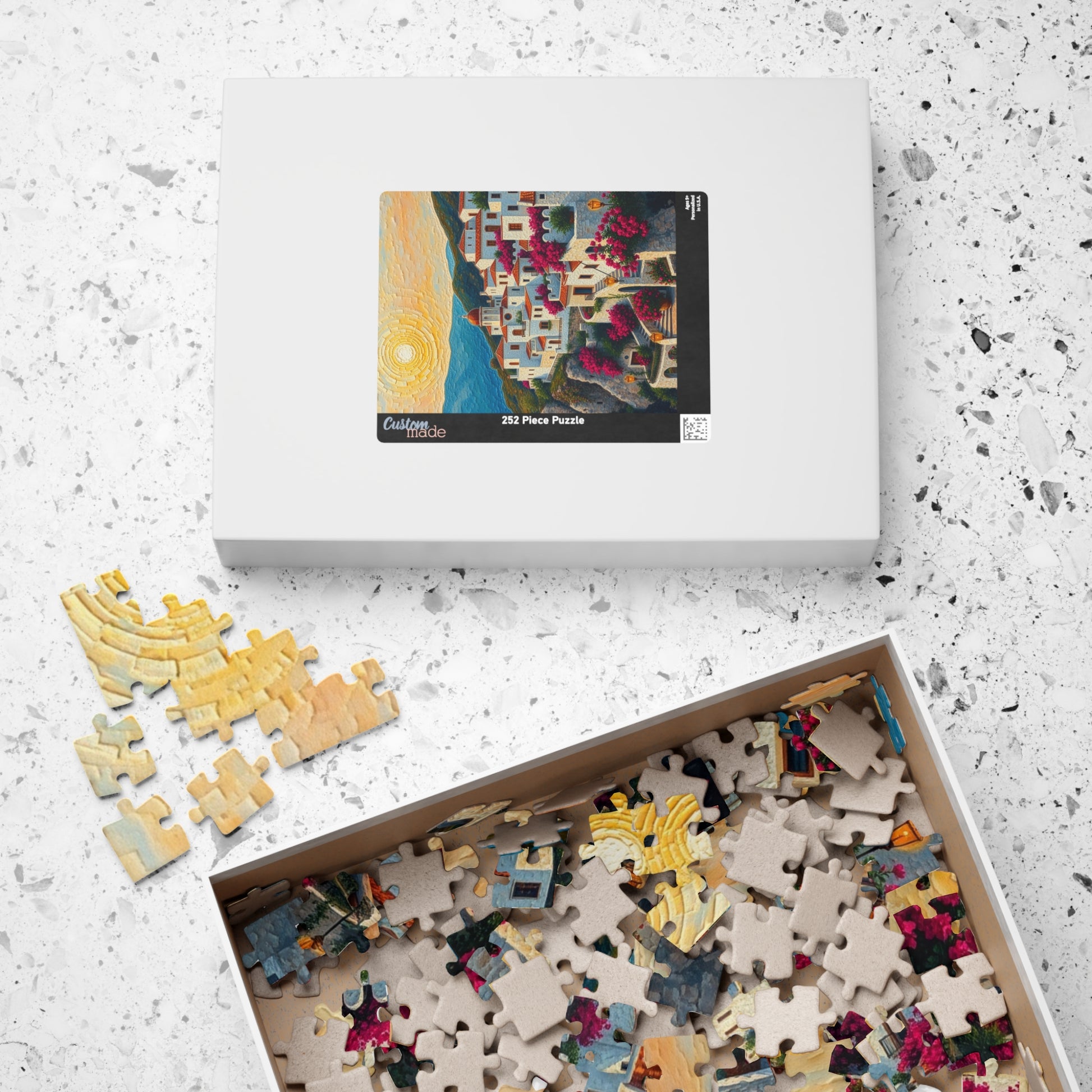 Mediterranean Village Jigsaw Puzzle - Mosaic Design, Tabletop Game for Family Activity, Mental Exercise, Quiet Pastime, Puzzle Lover Gift The Puzzle Chest