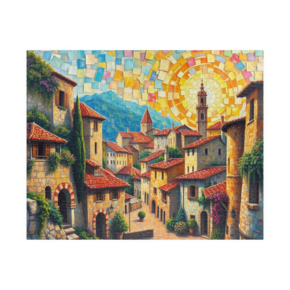 Quaint Medieval Village Mosaic Puzzle, 110 252 520 1014-Piece Jigsaw, Relaxing Mindfulness Activity, Family Friendly Tabletop Game, Hobby 520 pcs (Horizontal) The Puzzle Chest