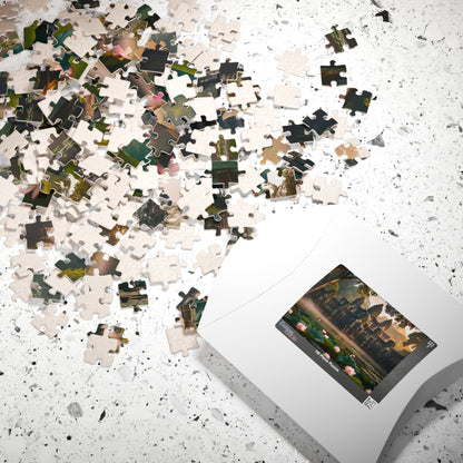 Mystical Angkor Wat Temple Jigsaw Puzzle with Lotus Flowers, Asian Ancient Temple Family Game, History Enthusiast Puzzle Lover Gift Puzzle The Puzzle Chest