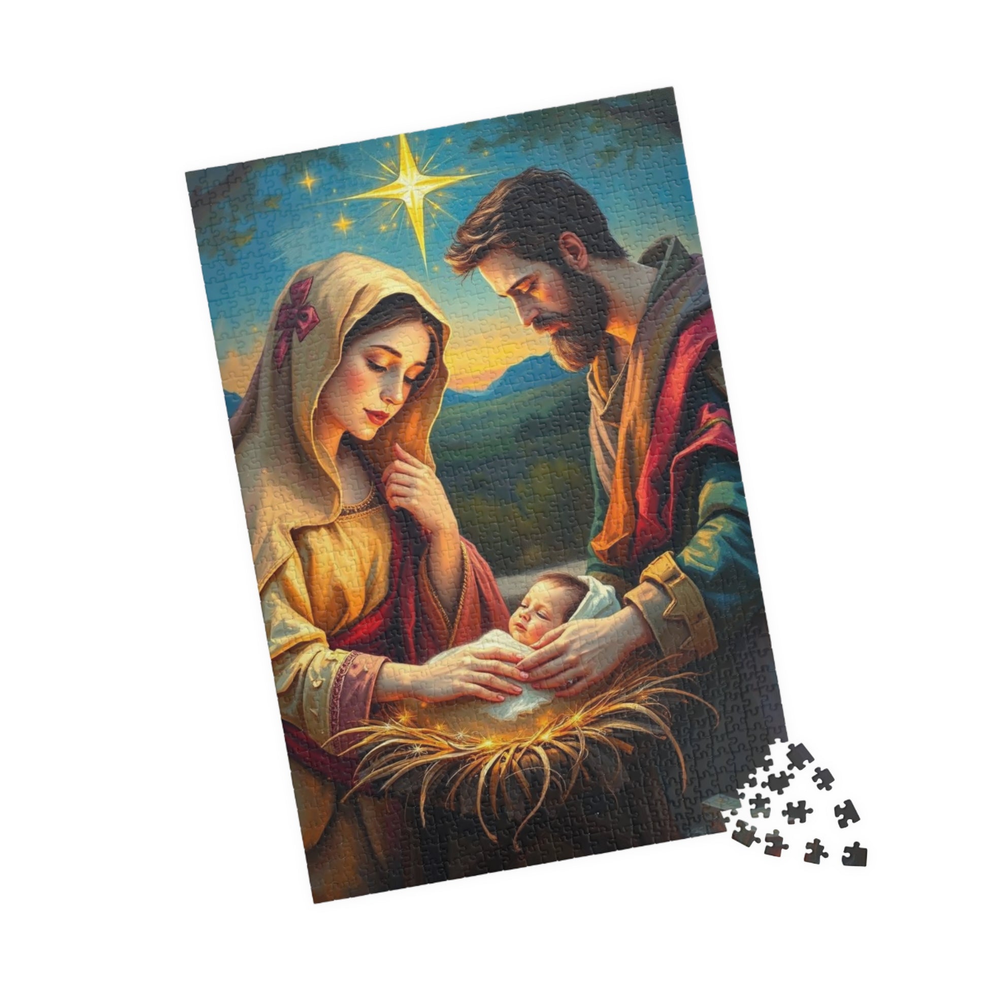 Religious Holiday Jigsaw Puzzle, Nativity Scene Ideal for Christian Family Activity, Christmas Birthday Gift for Friends, Educational Fun Puzzle The Puzzle Chest