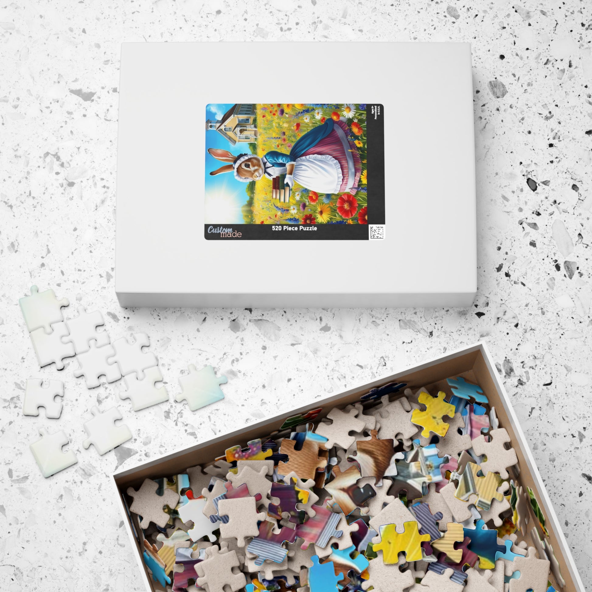 Whimsical Rabbit Jigsaw Puzzle, Charming Artwork for Book Lover, Easter Spring Puzzle Gift for Adults, Unique Fun Family Game Night Puzzle The Puzzle Chest