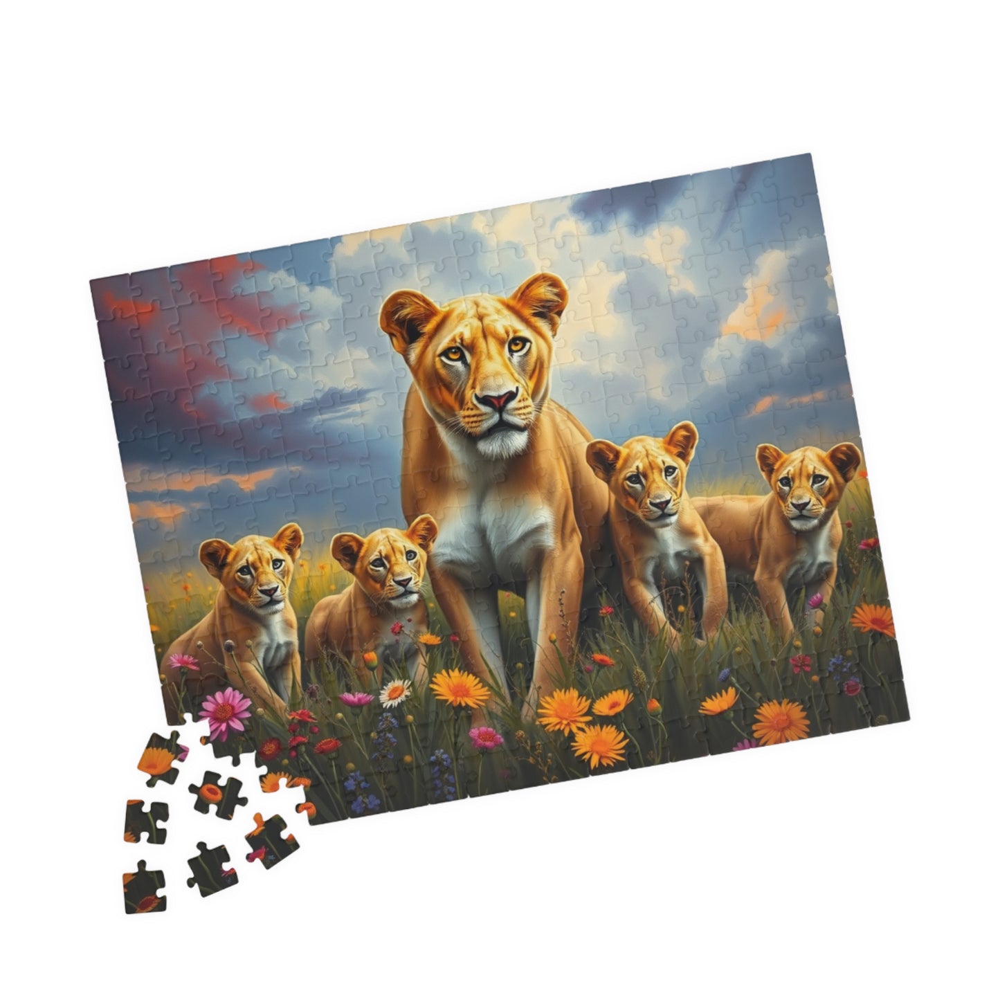 Lioness and Cubs Puzzle | Wildlife Animal Scene Jigsaw Puzzle 252 pcs (Horizontal) Puzzle The Puzzle Chest