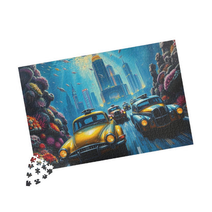 Vintage Car Puzzle - Underwater Cityscape Jigsaw Game, Urban Art Puzzle The Puzzle Chest