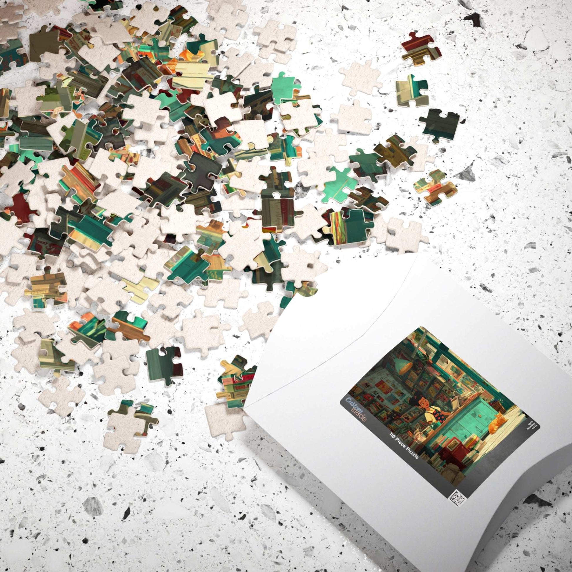 The Bookstore Cat - Whimsical Cartoon Cozy Bookshop Jigsaw Puzzle, Family Activity, Cat Lovers Gift, Perfect for Game Night Puzzle The Puzzle Chest