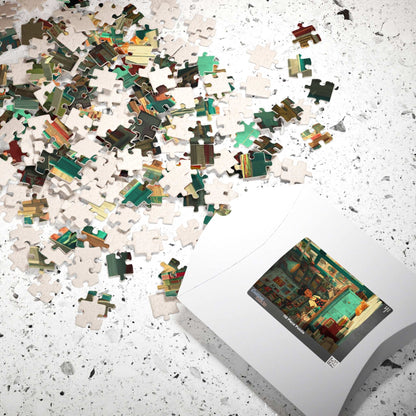The Bookstore Cat - Whimsical Cartoon Cozy Bookshop Jigsaw Puzzle, Family Activity, Cat Lovers Gift, Perfect for Game Night Puzzle The Puzzle Chest