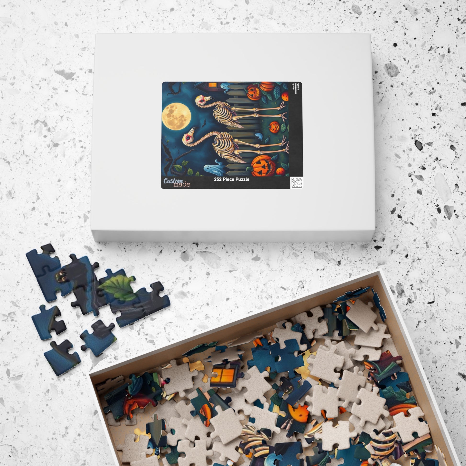 Halloween Skeleton Puzzle - Spooky Flamingo 110, 252, 520, 1014-piece Jigsaw Perfect for Fall Family Fun, Haunted House Decor, Pumpkin Love Puzzle The Puzzle Chest