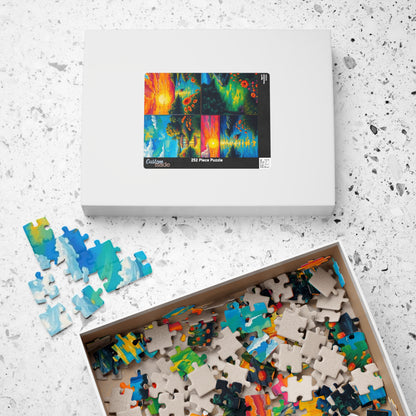 Puzzle, Summer Collage with Bioluminescent Colors, 110, 252, 520, 1014 Piece Jigsaw Game, Nature Artwork, Creative Activity, Family Fun Puzzle The Puzzle Chest