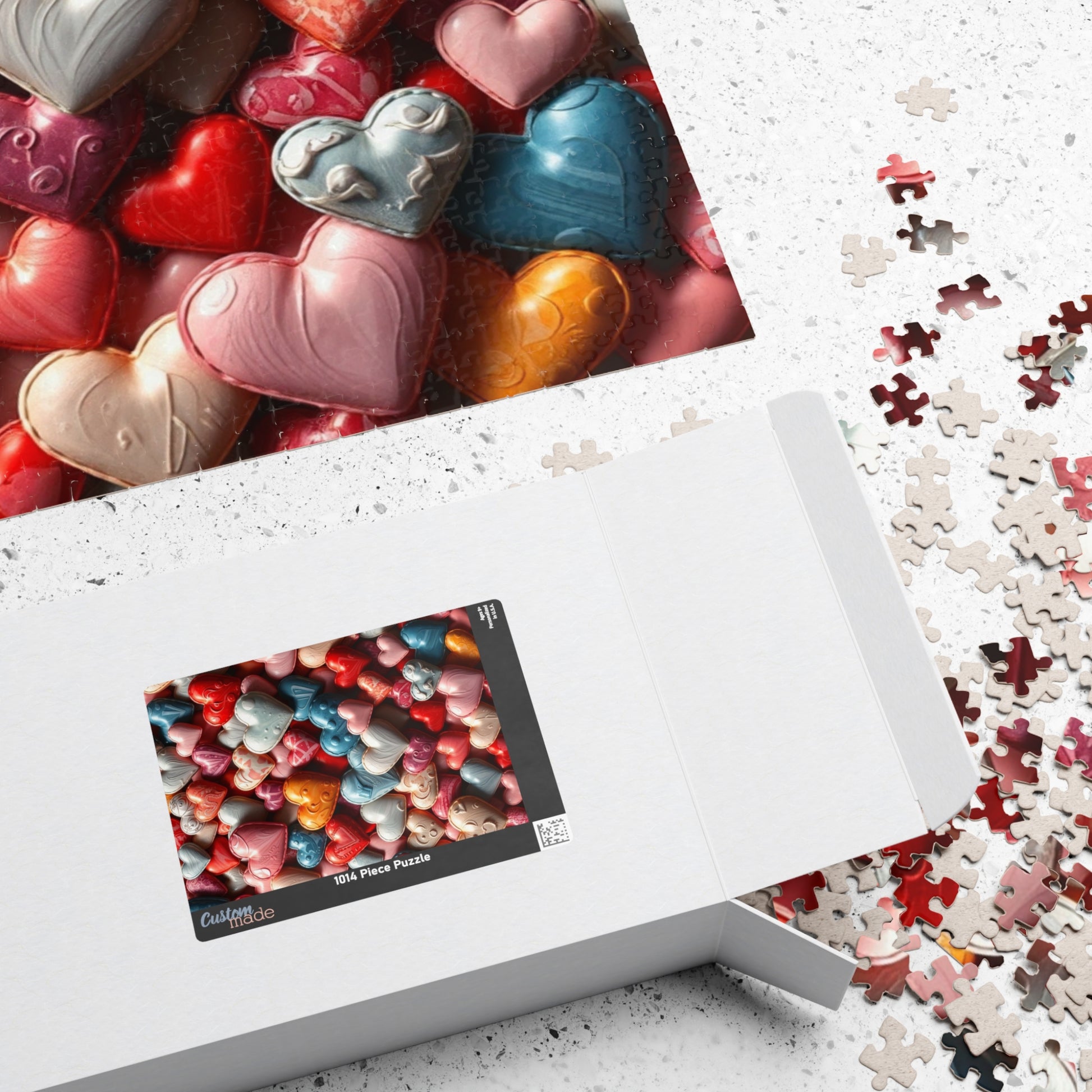 Colorful Heart Collage Puzzle, Chaotic Jigsaw, Vibrant 1014-Piece, Fun Family Activity, Mindful Hobby, Unique Gift Idea, Quiet Pastime Puzzle The Puzzle Chest