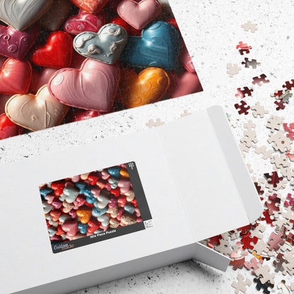 Colorful Heart Collage Puzzle, Chaotic Jigsaw, Vibrant 1014-Piece, Fun Family Activity, Mindful Hobby, Unique Gift Idea, Quiet Pastime Puzzle The Puzzle Chest