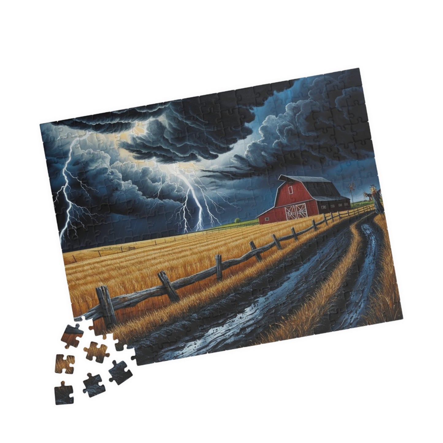Stormy Barn Scene Puzzle | Relaxing Home Activity, Farmhouse Decor, Family Game Night, Nature Lover Gift, Rainy Day Fun Puzzle The Puzzle Chest