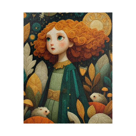 Enchanted Mushroom Grove Jigsaw Puzzle – Whimsical Fairy-Tale Autumn Puzzle for Adults, Girl with Hedgehog Puzzle The Puzzle Chest