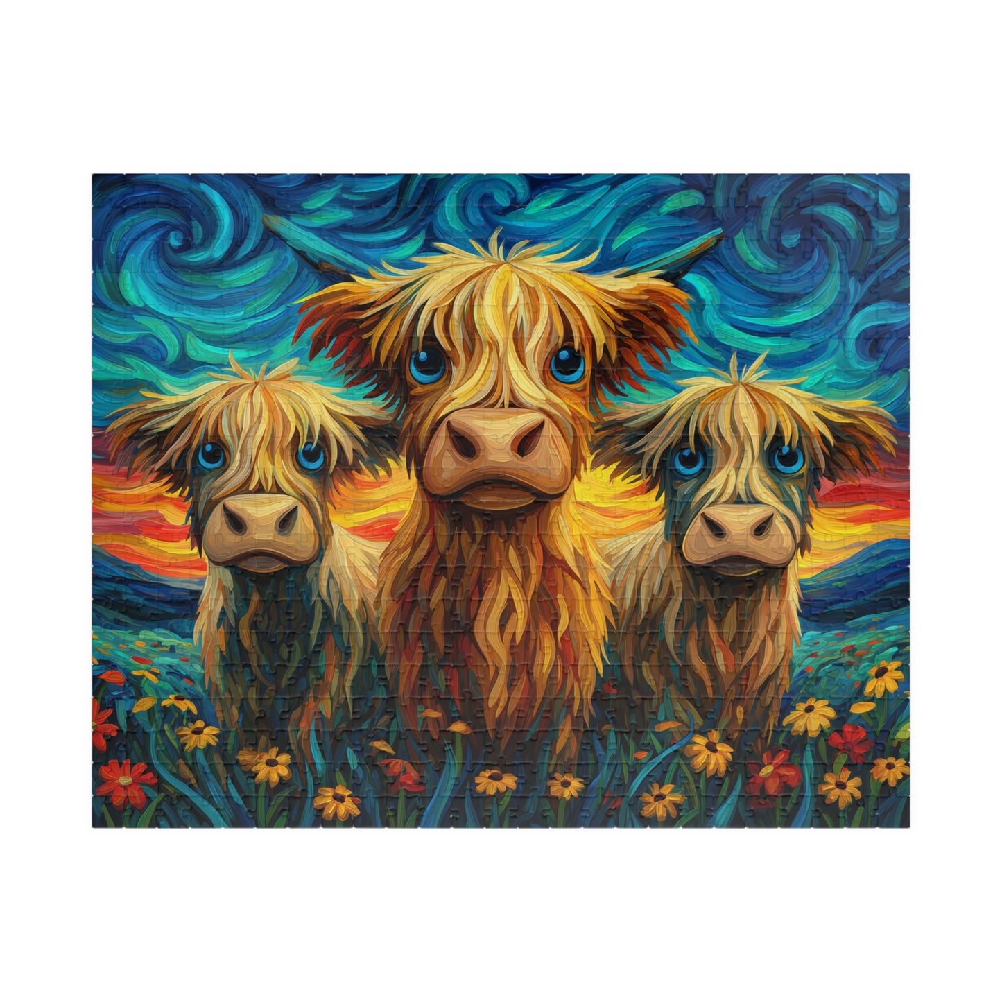 Colorful Highland Cows Puzzle | 110-520 Piece Jigsaw Puzzle The Puzzle Chest