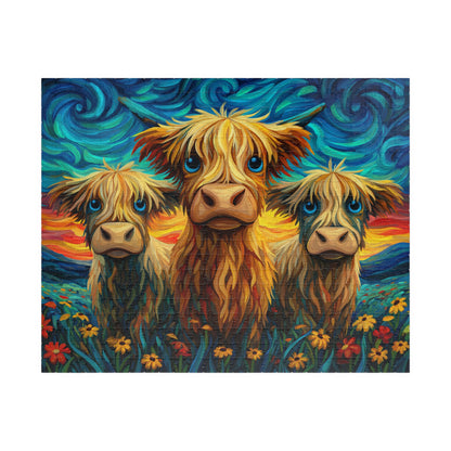 Colorful Highland Cows Puzzle | 110-520 Piece Jigsaw Puzzle The Puzzle Chest