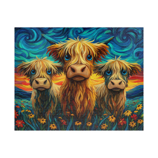 Colorful Highland Cows Puzzle | 110-520 Piece Jigsaw Puzzle The Puzzle Chest