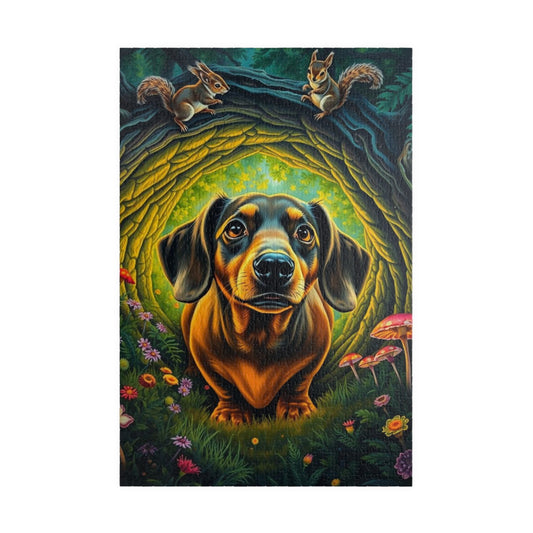 Dachshund Forest Adventure Puzzle, Animal Jigsaw Game for Adults, Dog Lover Gift for Friends, Cozy Night Activity, Mindfulness Family Fun 1014 pcs (Vertical) Puzzle The Puzzle Chest