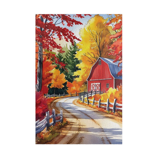 Classic New England Fall Landscape Puzzle, Scenic Winding Road and Barn, Vibrant Foliage and Wooden Fence, Ideal Gift for Nature Art Lover 1014 pcs (Vertical) Puzzle The Puzzle Chest