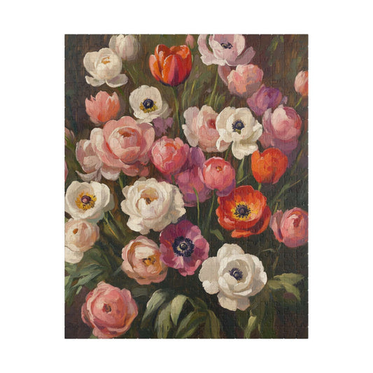Vintage Floral Bouquet Puzzle 1101-1014 Piece | Anemone & Ranunculus Art Puzzle