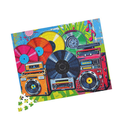 Retro Music Puzzle - Nostalgic Vinyls and Boomboxes Pop Art Jigsaw Game - Fun Family Activity, Gift for Music Lovers, Game Night Puzzle The Puzzle Chest