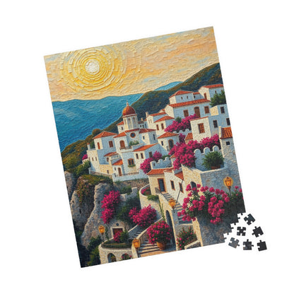 Mediterranean Village Jigsaw Puzzle - Mosaic Design, Tabletop Game for Family Activity, Mental Exercise, Quiet Pastime, Puzzle Lover Gift The Puzzle Chest