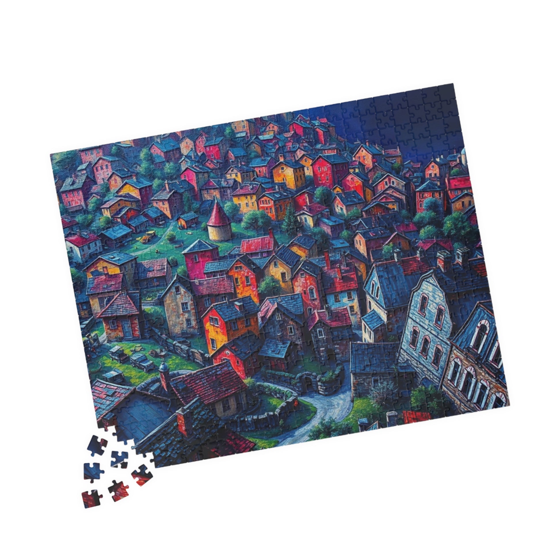 Electric Macro Close-Up Village Puzzle, Vivid Colors 3D Town Challenging, Jigsaw Game (110, 252, 520, 1014-pieces), Gift for Puzzle Fans The Puzzle Chest