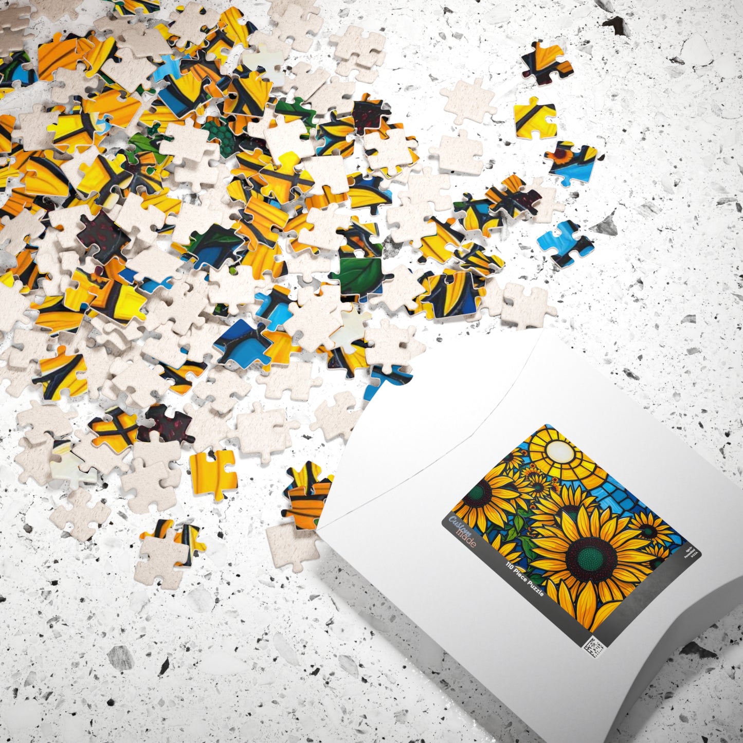 Bright Floral Horizon Sunflower Field Puzzle, Nature Art Landscape Jigsaw Game for Family Game Night, Adult Puzzle Lover Gift, Brain Teaser