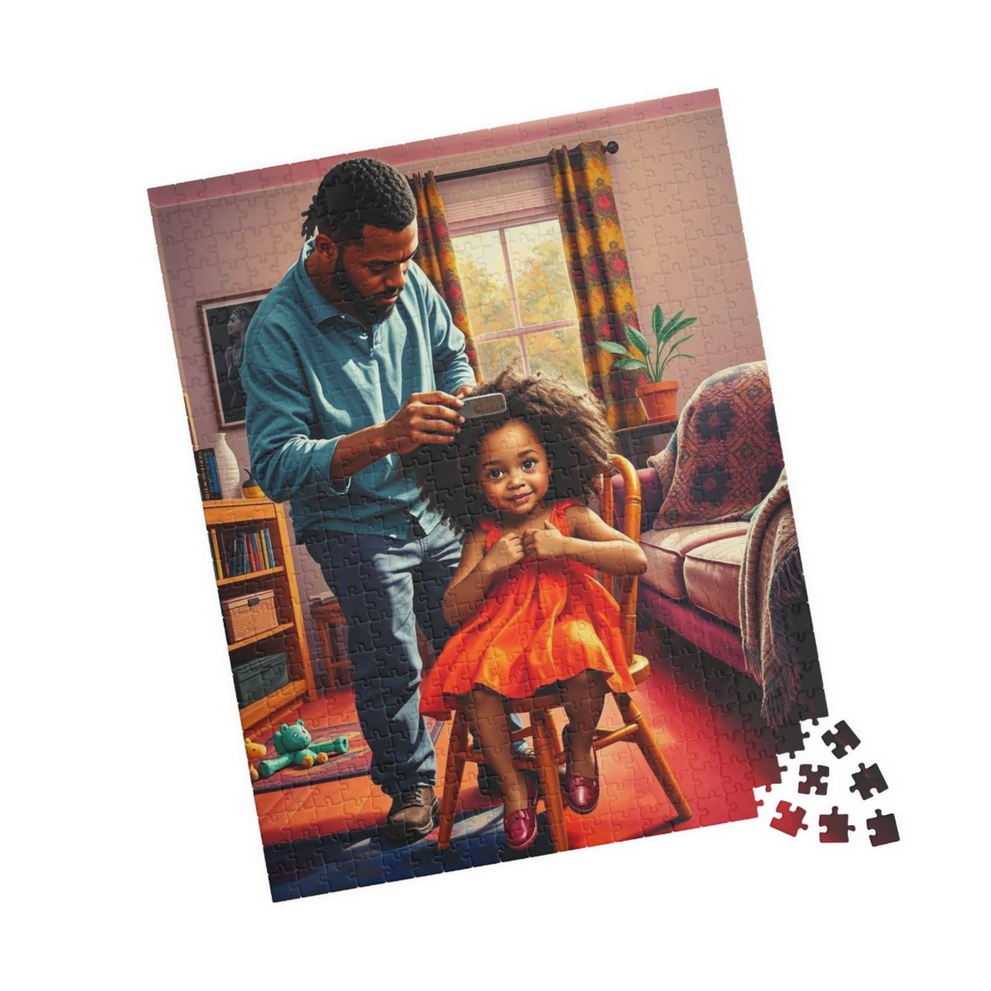 Father-Daughter Jigsaw Puzzle, Black Man Art, Afrocentric Holiday Birthday Gift for Parents, Family Bonding Indoor Activity, Educational Fun 520 pcs (Vertical) Puzzle The Puzzle Chest