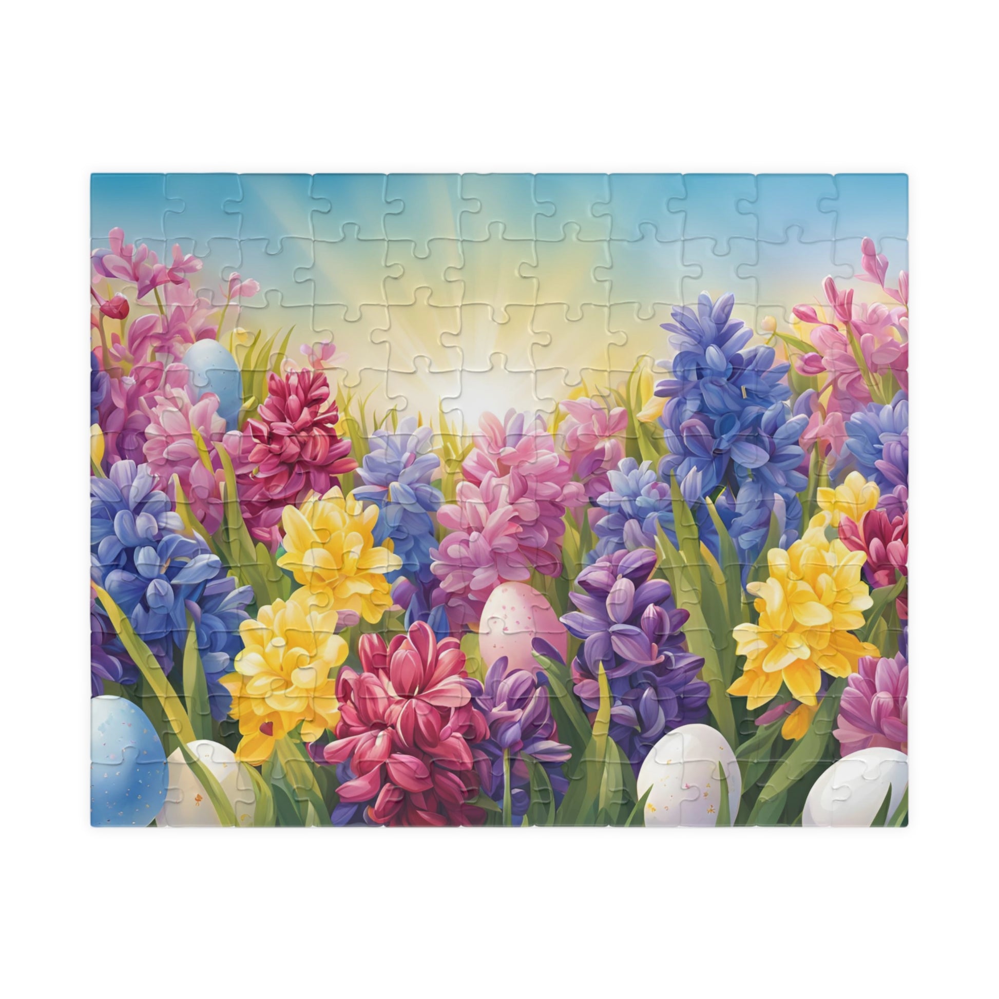 Spring Hyacinths Easter Egg Jigsaw Puzzle, Floral Game for Adult Brain Teaser, Fun Family Activity, Flower Lover Gift for Friends 110 pcs (Horizontal) Puzzle The Puzzle Chest