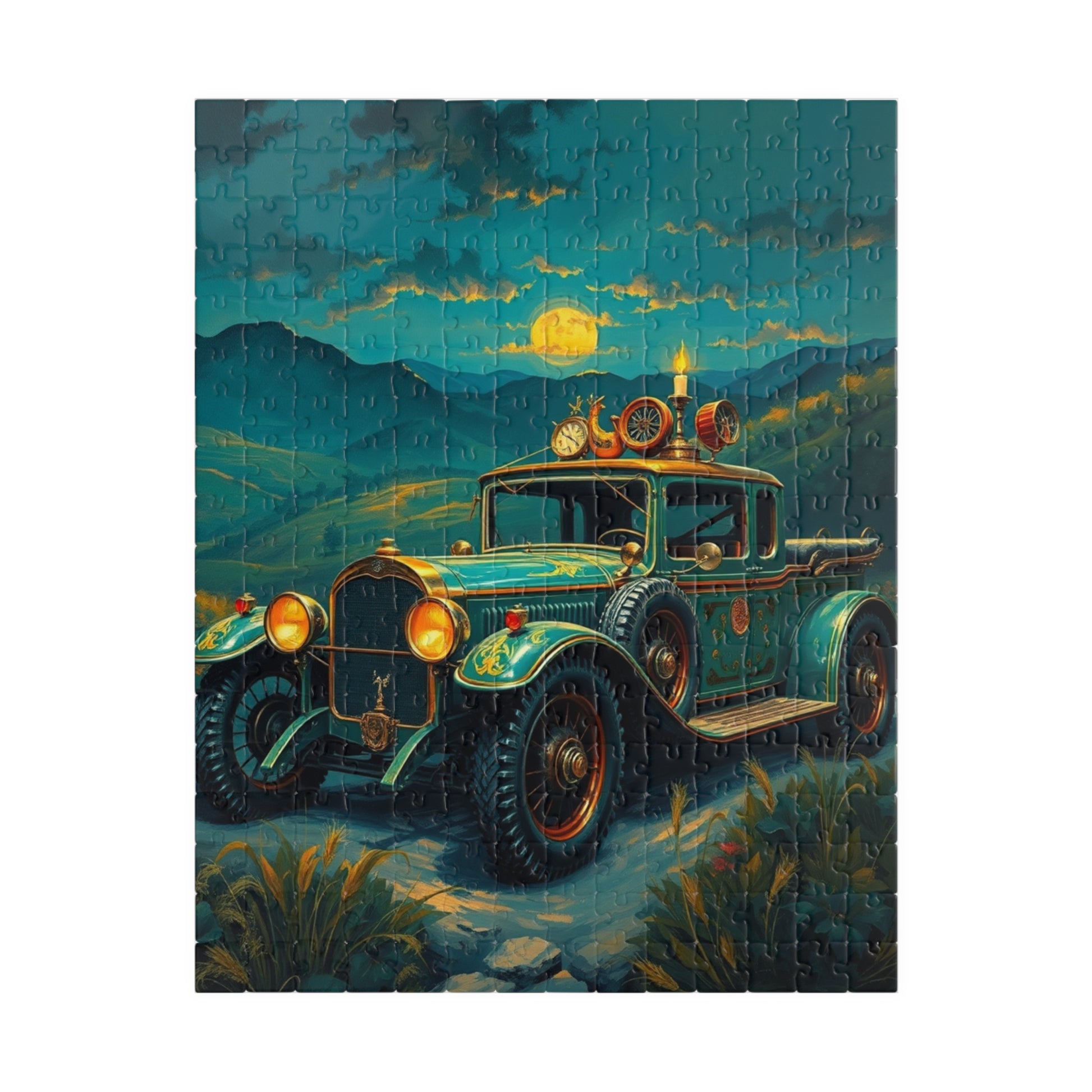 Vintage Steampunk Car Puzzle, Nostalgic 110, 252, 520, 1014-piece Jigsaw, Holiday Birthday Gift for Car Lovers, Family Game Night 252 pcs (Vertical) Puzzle The Puzzle Chest