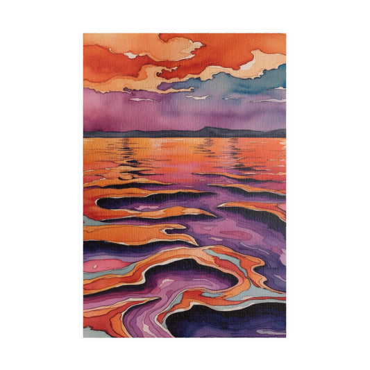 Surrealist Abstract Puzzle, Melting Horizon with Vivid Ocean and Sky Colors Jigsaw Game (110, 252, 520, 1014-piece), Modern Art, Giftable 1014 pcs (Vertical) Puzzle The Puzzle Chest