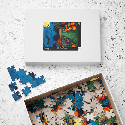 Haunted Pumpkin Patch Festive Halloween Jigsaw Puzzle, Ideal for Family Fun, Autumn Nights, Gift for Puzzle Lover, Cozy Home Activity