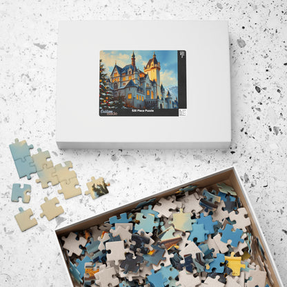 Neuschwanstein Castle Winter Jigsaw Puzzle, Snowy Bavaria Landscape Game, Famous Landmark Architecture, Travel Lover Best Unique Gift Puzzle The Puzzle Chest