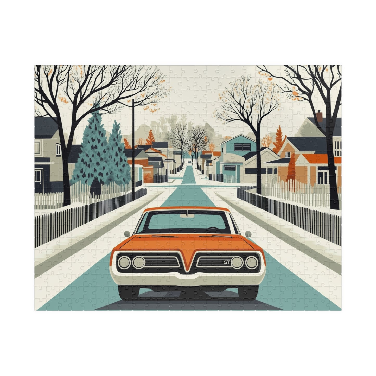 Vintage Car Puzzle | Mid-Century Suburban Street Scene Jigsaw Game
