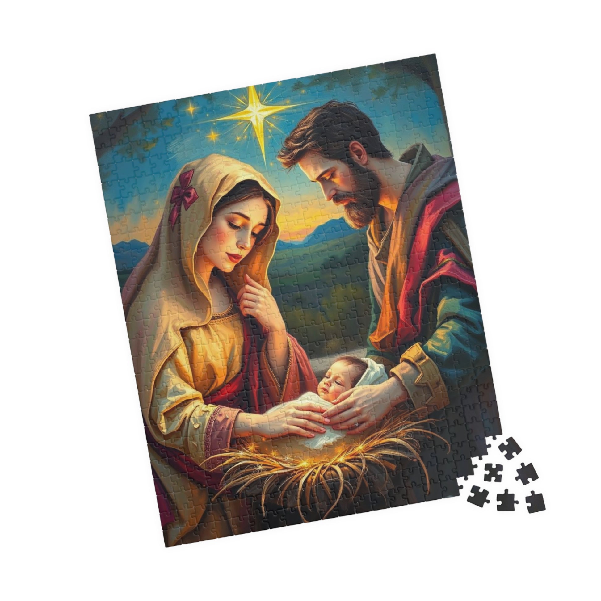 Religious Holiday Jigsaw Puzzle, Nativity Scene Ideal for Christian Family Activity, Christmas Birthday Gift for Friends, Educational Fun Puzzle The Puzzle Chest