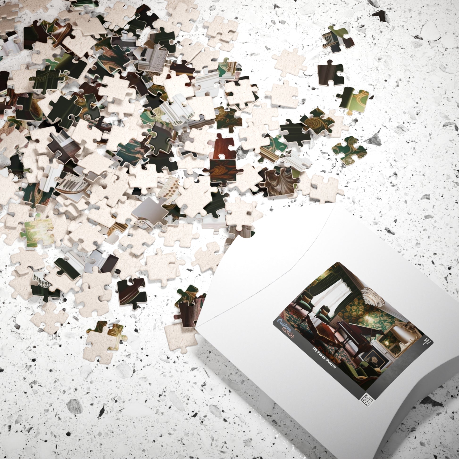 Elegant Vintage Parlor Room Puzzle | 110, 252, 520, 1014-piece Piano Design Jigsaw Game | Art Lover Gift, Family Night Cozy Evening Activity Puzzle The Puzzle Chest