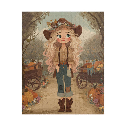 2010s Autumn Cowgirl Jigsaw Puzzle - Hipster Orchard, Fall Theme Game for Family Game Night, Puzzle Lover Gift for Halloween & Thanksgiving Puzzle The Puzzle Chest