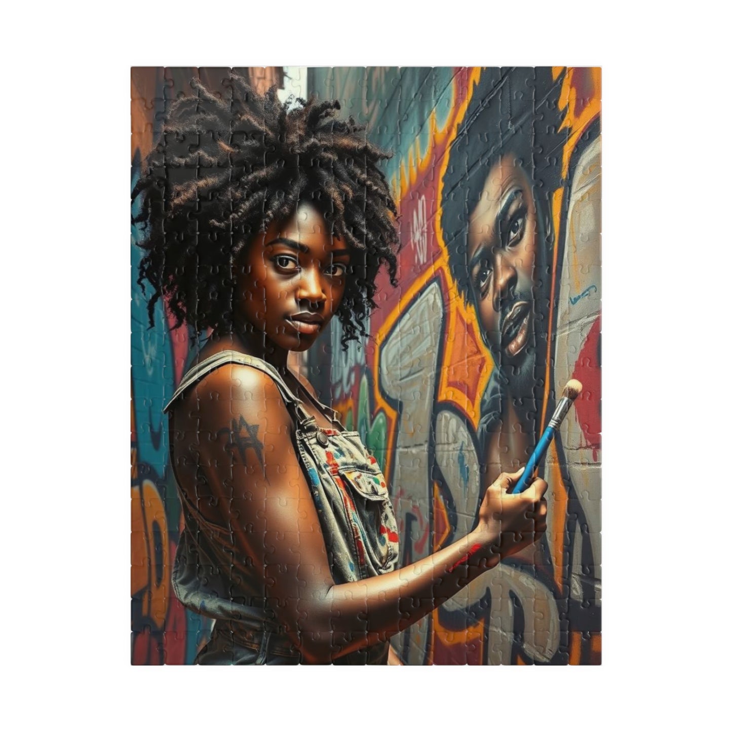 Graffiti Jigsaw Puzzle - Black Art Urban Street Scene, African American Woman Artwork, Afrocentric Gift for Artists and Art Lovers, Unique 252 pcs (Vertical) Puzzle The Puzzle Chest