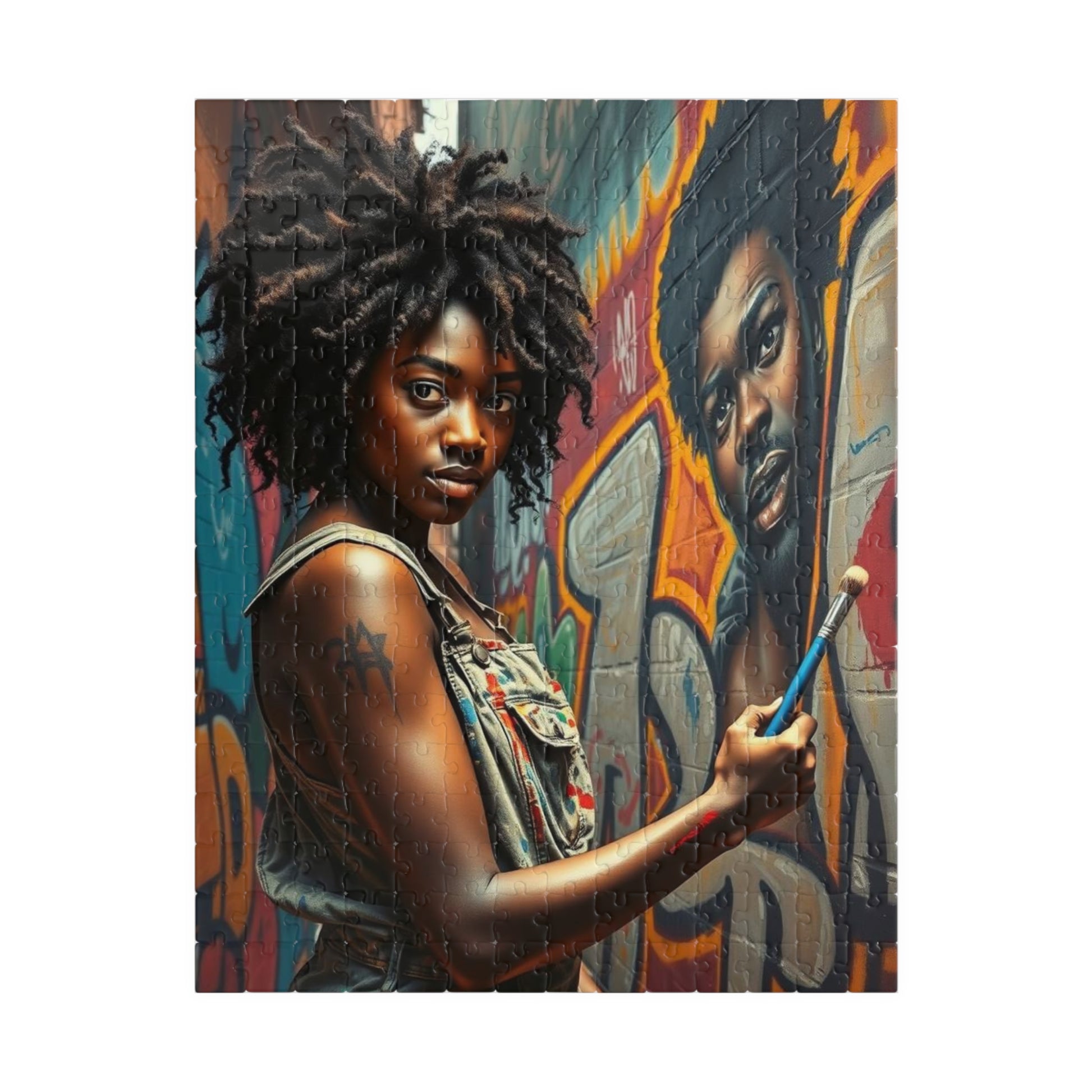 Graffiti Jigsaw Puzzle - Black Art Urban Street Scene, African American Woman Artwork, Afrocentric Gift for Artists and Art Lovers, Unique 252 pcs (Vertical) Puzzle The Puzzle Chest