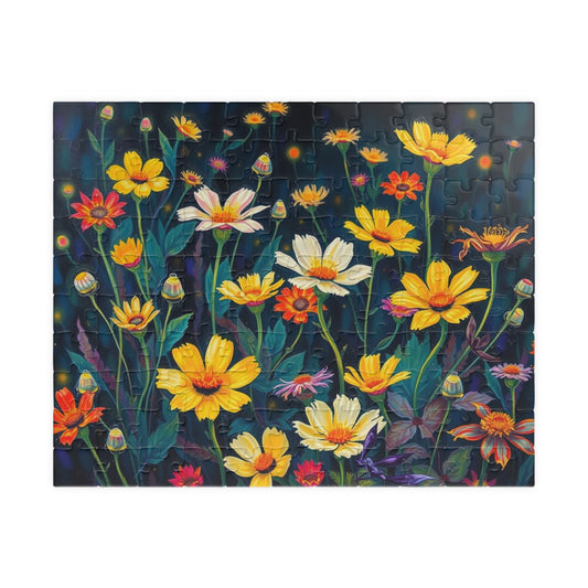 Floral Vibrance Puzzle, Flower Jigsaw Puzzle for Adults, Mindfulness Puzzle Game, Family Fun or Solo Activity, Unique Holiday Birthday Gift 110 pcs (Horizontal) Puzzle The Puzzle Chest