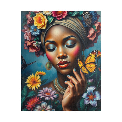 Flower Goddess Puzzle - African American Woman Jigsaw Game, Mindfulness Activity, Solo or Family Fun, Indoor Entertainment, Afrocentric Gift 520 pcs (Vertical) Puzzle The Puzzle Chest