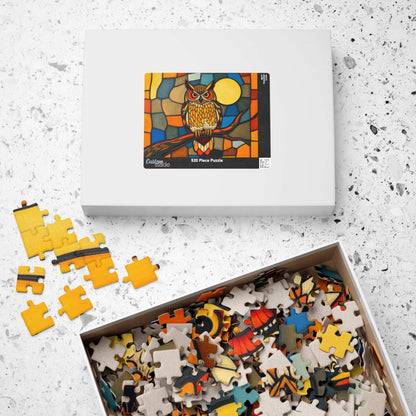 Moonlit Owl Puzzle - Stained Glass Style, 110-1014 Piece Jigsaw for Fun Adult Activity, Gift for Family, Home Entertainment, Mindful Game Puzzle The Puzzle Chest