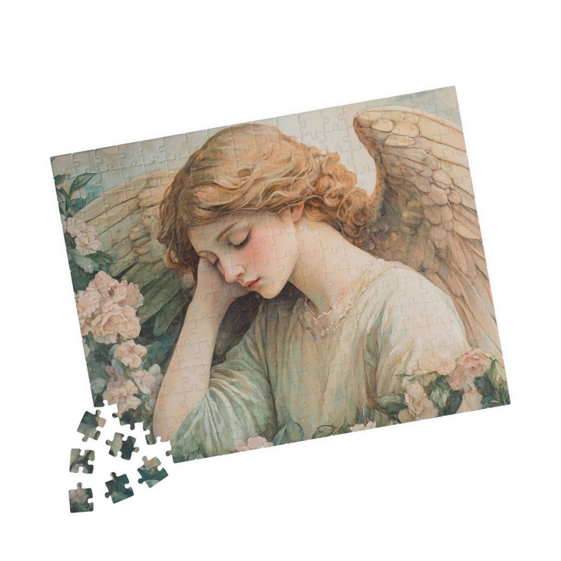 Sleeping Angel Puzzle - Floral Religious Jigsaw, Christian