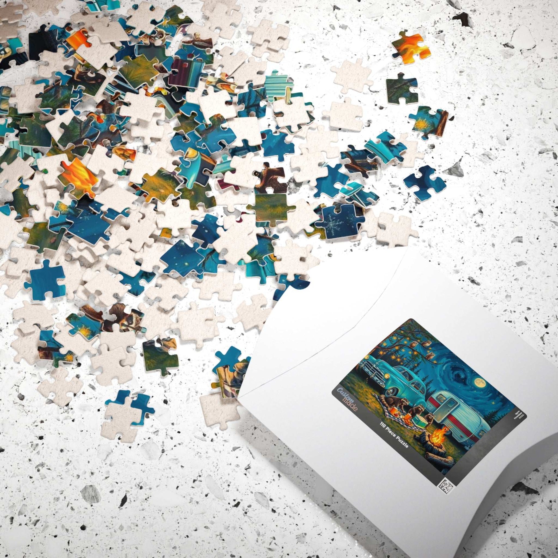 Cozy Camping Jigsaw Puzzle with Raccoons and Owls, Solo Fun or Family Game, Nature Vibes, Holiday Birthday Gift for Friends, 110-1014-piece Puzzle The Puzzle Chest