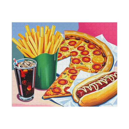 Fast Food Fun Puzzle - Pop Art Jigsaw Game Adult Gift for Food Lovers, Family Game Night, Unique Home Entertainment 520 pcs (Horizontal) Puzzle The Puzzle Chest