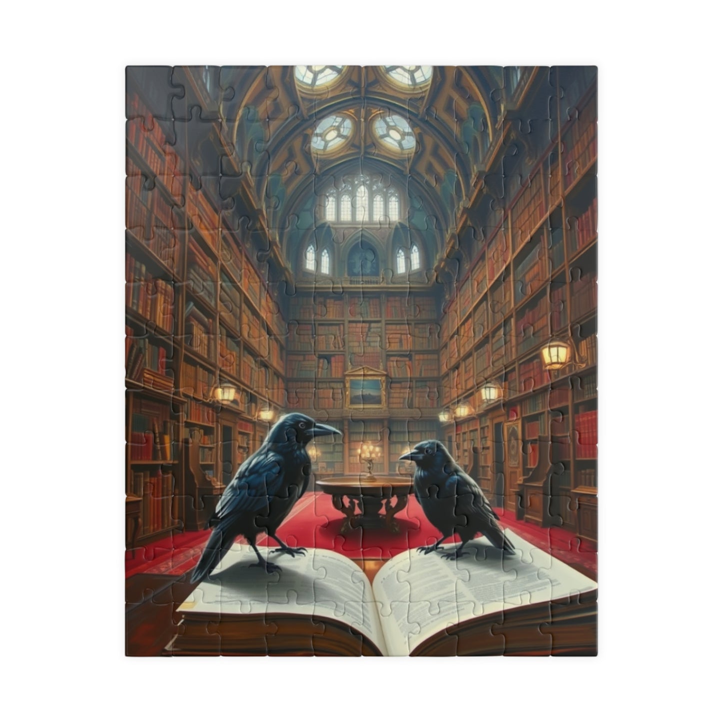 Mystical Library Ravens Puzzle, Book Lover Gift, 110-1014 Piece Jigsaw, Cozy Home Activity, Unique Challenge, Gothic Leisure Entertainment 110 pcs (Vertical) Puzzle The Puzzle Chest