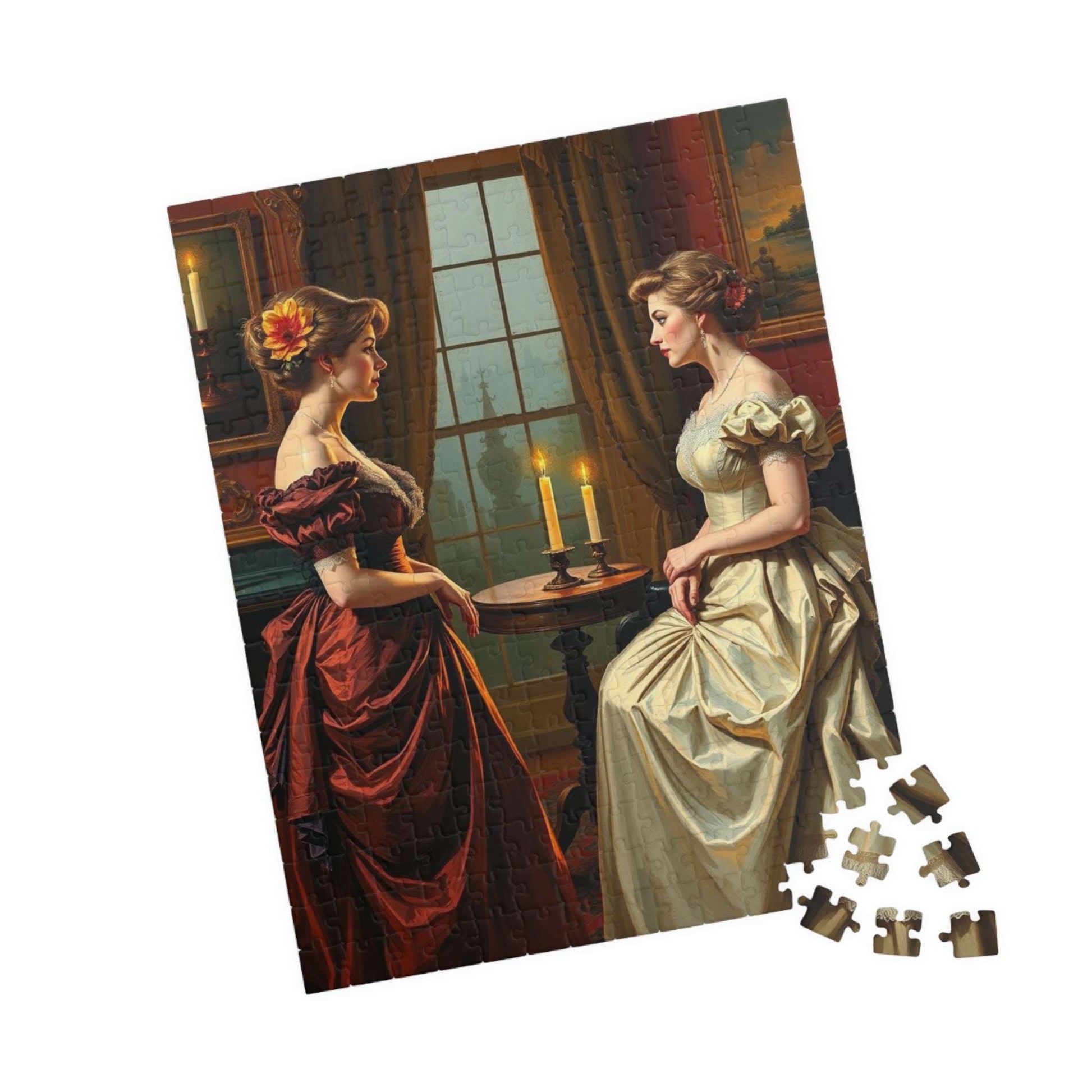 Jigsaw Puzzle, Victorian Women in Elegant Gowns, Candlelit Parlor Design, 110 252 520 1014 Pieces, Relaxing Activity, Home Decor, Gift Idea, Puzzle The Puzzle Chest