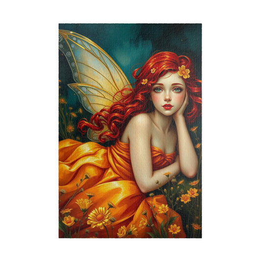 Fairy Dreamscape Jigsaw Puzzle - Red Haired Fairy in Night Wildflower Field 110-1014 Piece Mindful Gift for Family, Friend, Hospital Patient