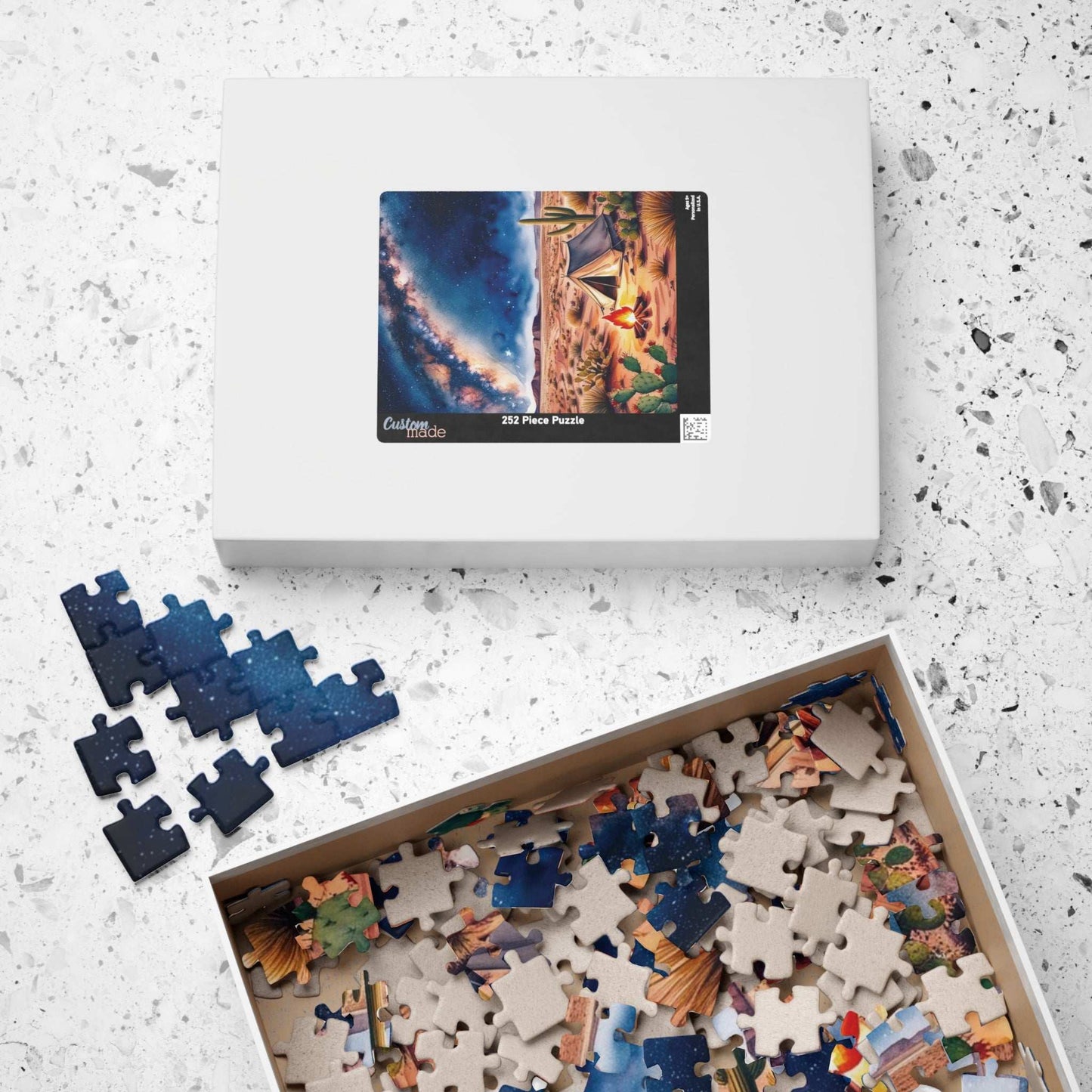 Vast Desert Landscape Jigsaw Puzzle, Milky Way Campfire, and Tent Under the Stars, Peaceful Desert Night Scene Game for Adult Puzzle Lover Puzzle The Puzzle Chest