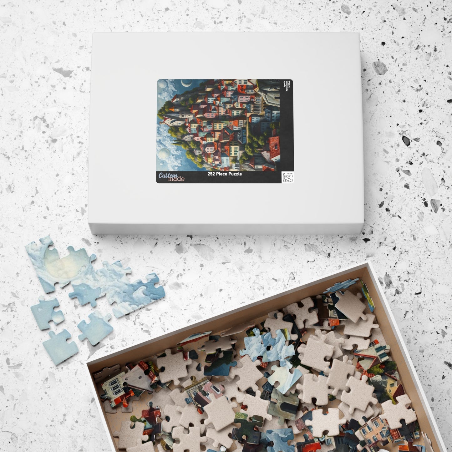 Whimsical Stacked Houses Puzzle, Hilltop Village Jigsaw Game for Adults, Ideal for Family Game Nights, Mental Exercise, Friend Gift for Puzzle Fan The Puzzle Chest